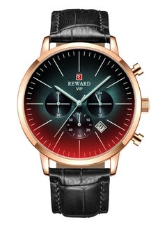 REWARD Men's PU Leather Chronograph Wrist Watch J3882L-RO-KM - 42 mm - Black  - Image 1