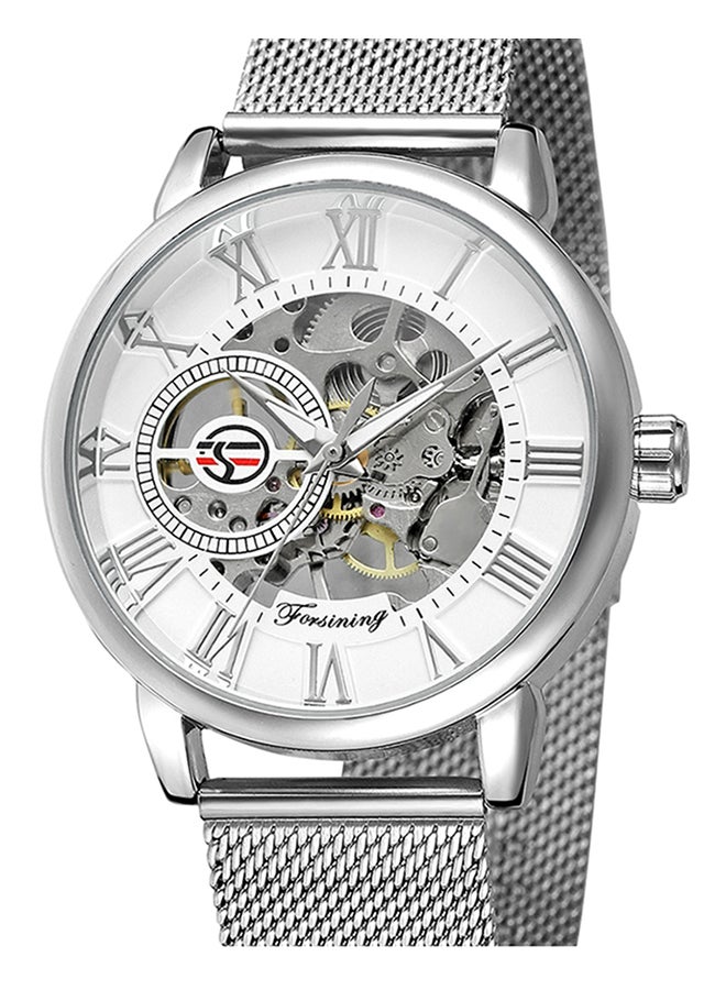 FORSINING Men's Stainless Steel Chronograph Watch J3817S-2-KM - 42 mm - Silver - Image 2