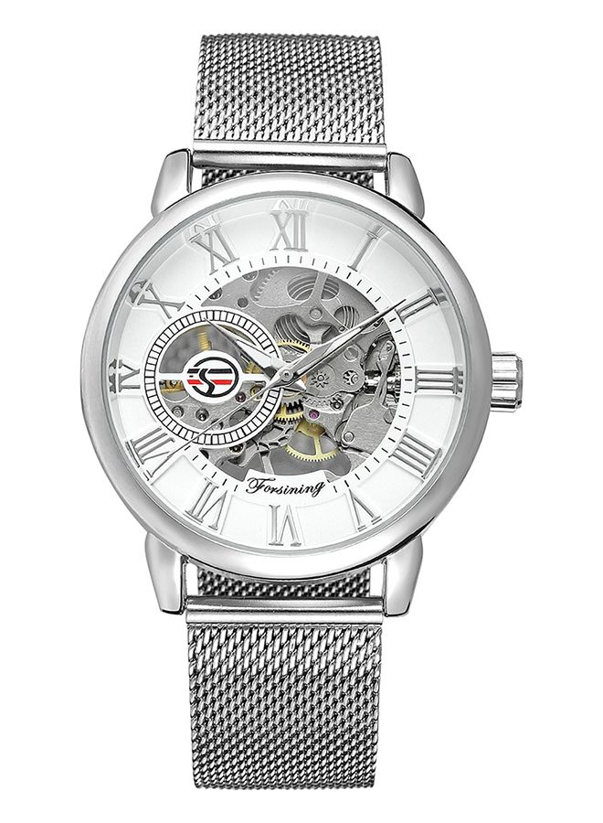 FORSINING Men's Stainless Steel Chronograph Watch J3817S-2-KM - 42 mm - Silver - Image 1