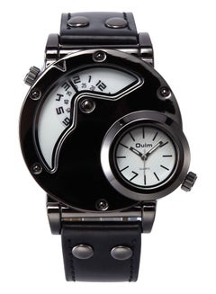 Men's Leather Analog Wrist Watch J3667W-KM - 42 mm - Black