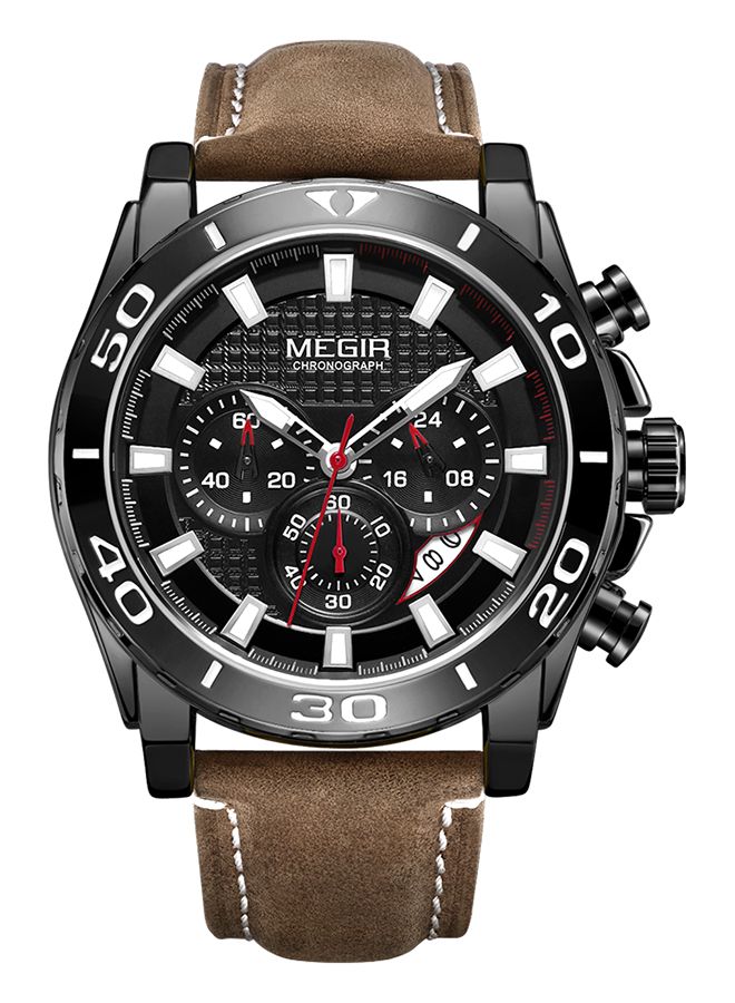 ميجر ساعة يد كرونوغراف بسوار من الجلد متعددة الوظائف موديل J3606B-KM للرجال
