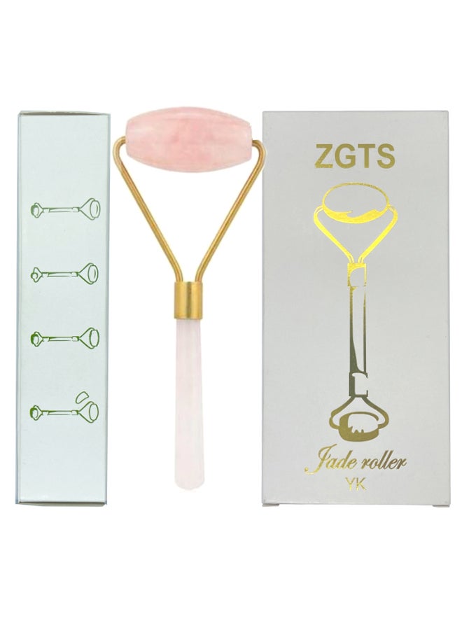 زد جي تي اس بكرة تدليك الوجه مزودة بحجر اليشم وعصا وعجلة لشد الوجه والتخلص من التجاعيد واسترخاء الوجه وتجميله وردي/ذهبي - Image 1