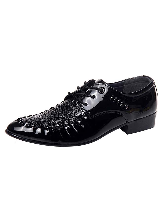 Generic Pointed Toe Lace-Up Shoes Black  - Image 2