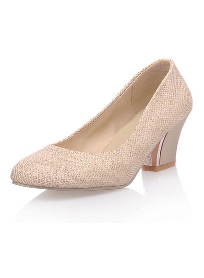 Shiny Block Heel Pumps Apricot  - Image 2