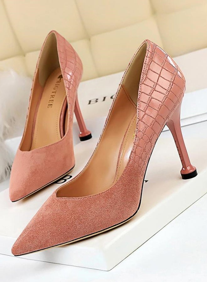 Pointed Toe Stiletto Thin Heel Shoes Pink - Image 1