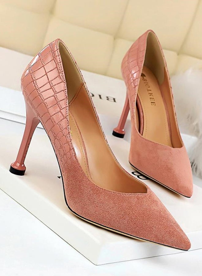 Pointed Toe Stiletto Thin Heel Shoes Pink - Image 3