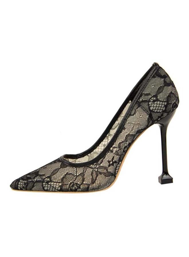 Hollow Out High-Heeled Pumps Black