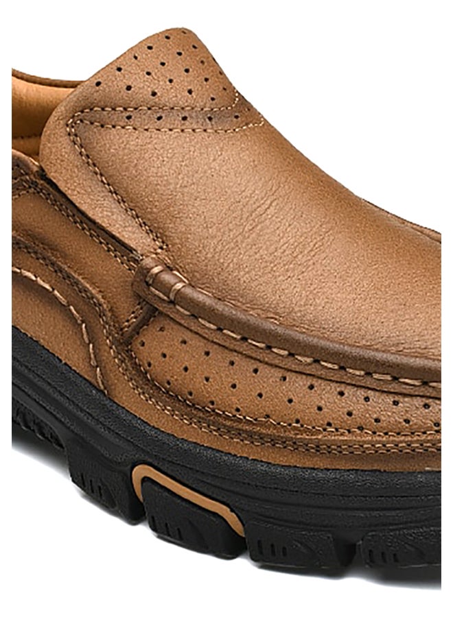 Generic Round Toe Slip-On Oxford Shoes Khaki  - Image 3