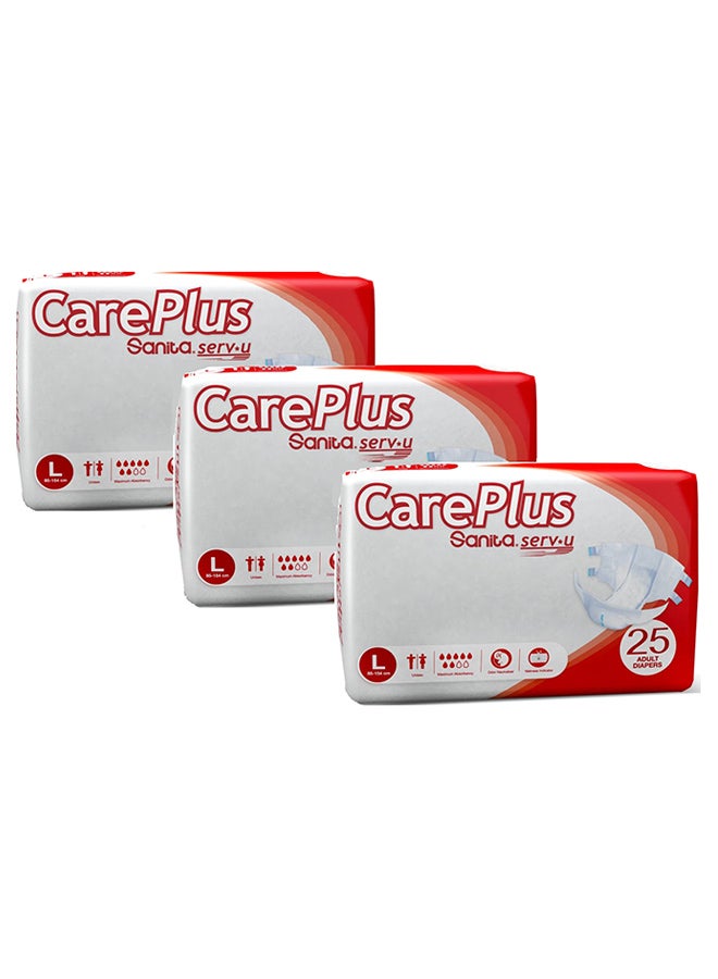 CARE PLUS Sanita Serv-U Adult Diaper, Large, 75 Count 