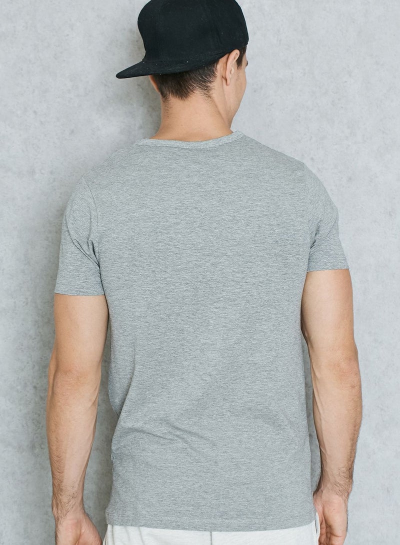 Solid Round Neck T-shirt Grey