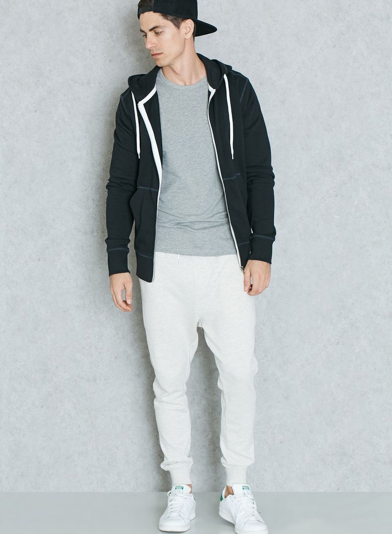 Solid Round Neck T-shirt Grey