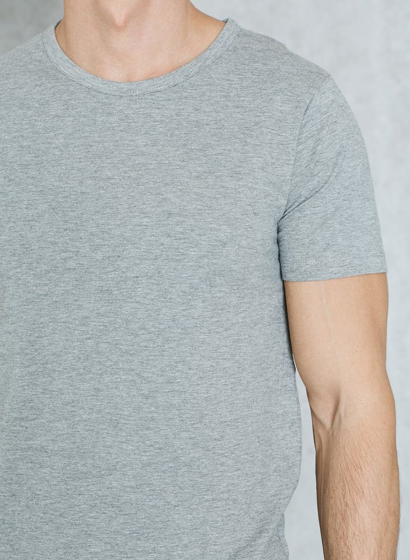 Solid Round Neck T-shirt Grey