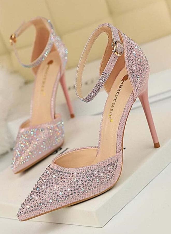 Pointed Toe High Heel Dress Sandals Pink