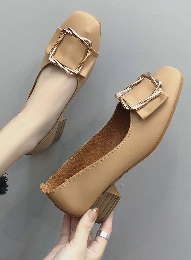 Low Heel Metal Decorated Pumps Brown  - Image 1