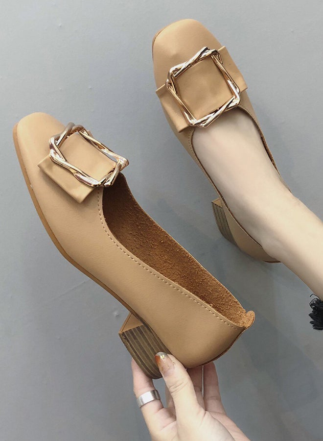 Low Heel Metal Decorated Pumps Brown  - Image 2