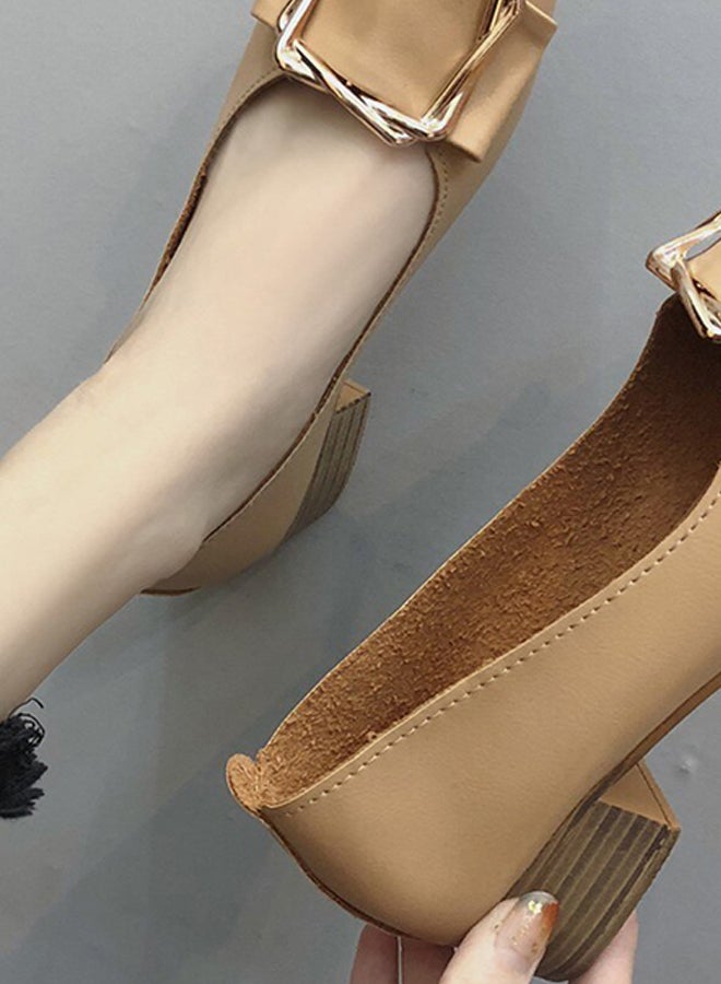 Low Heel Metal Decorated Pumps Brown  - Image 3