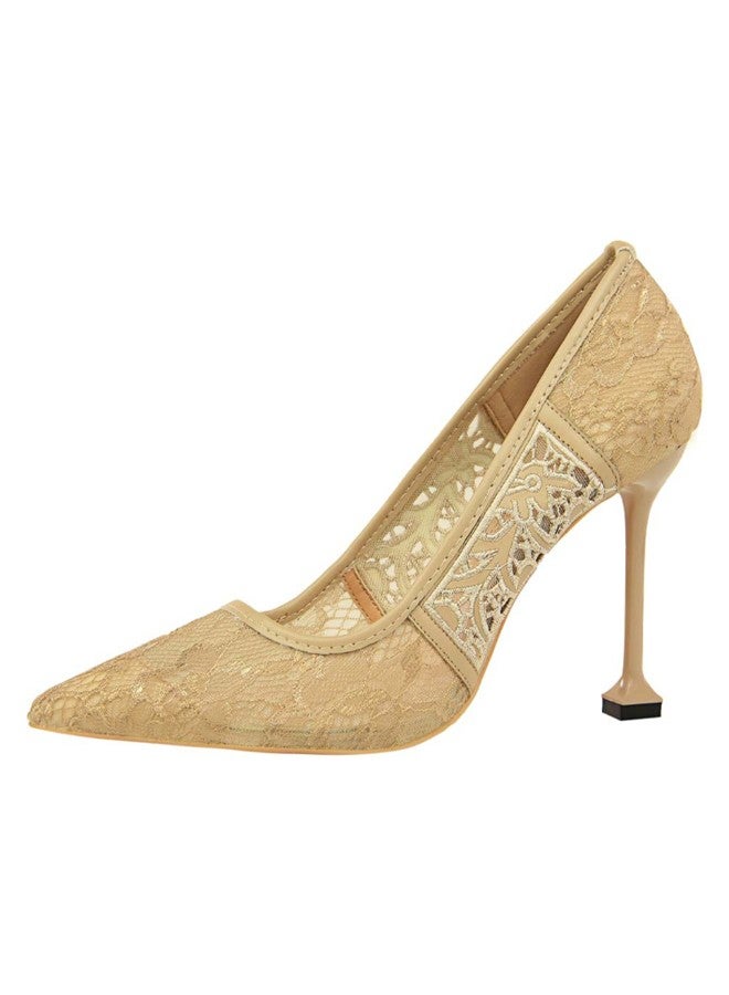 Pointed Toe High Heel Pumps Khaki