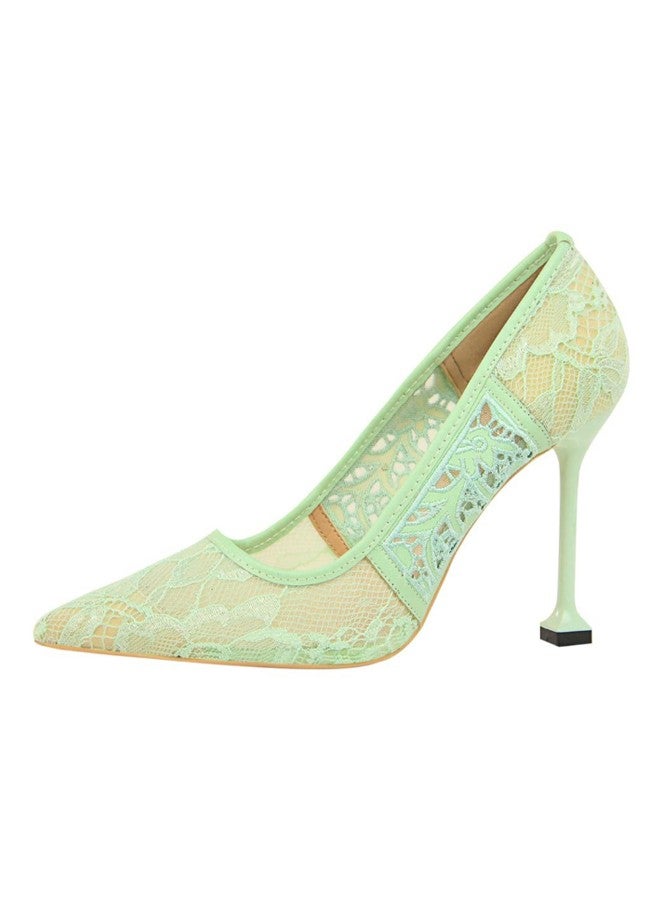 Pointed Toe High Heel Pumps Light Green 