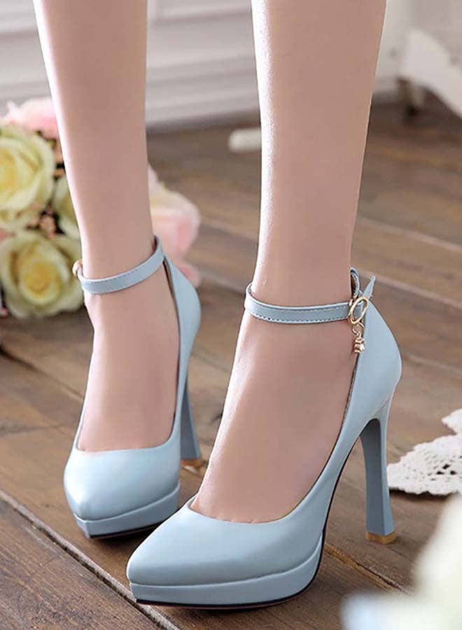 Ankle Strap High Heel Pumps Blue 