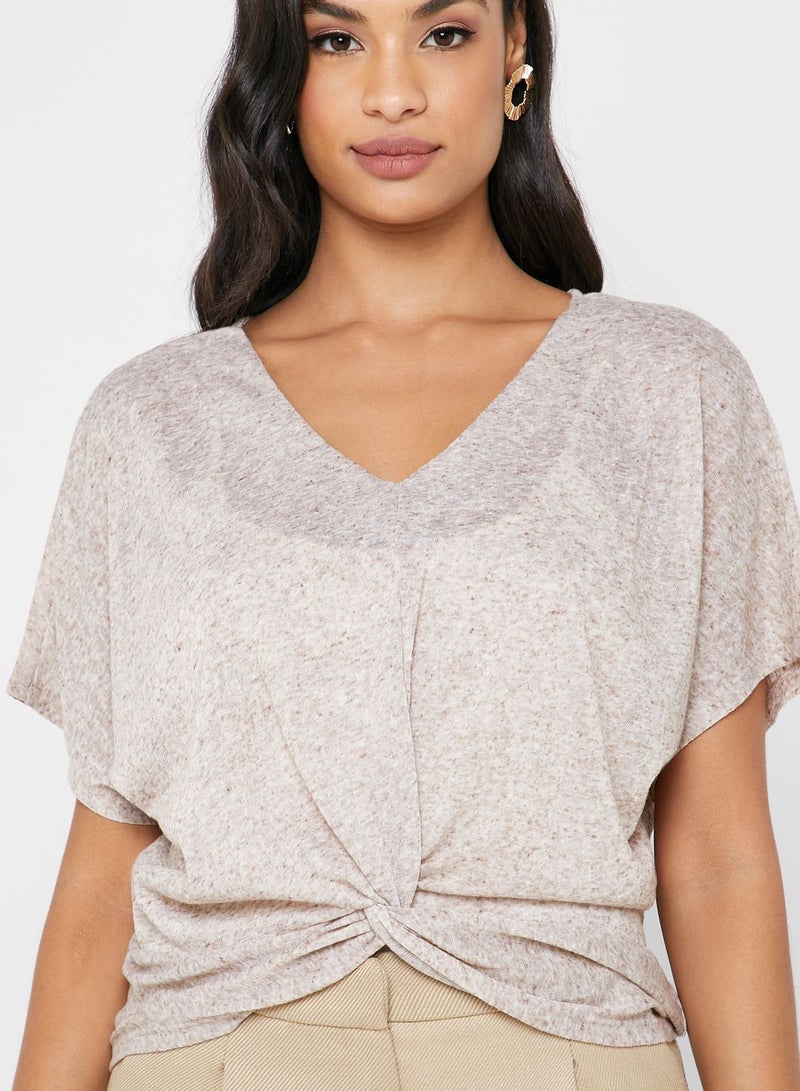 Reserved Front Twisted Blouse Brown - white  - Image 3