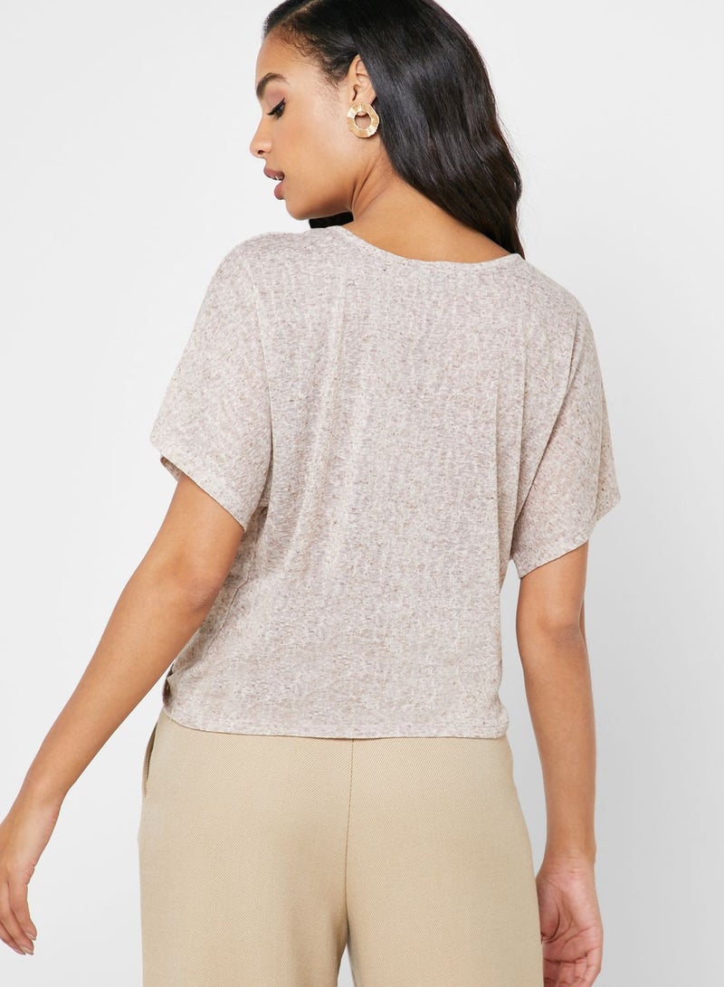Reserved Front Twisted Blouse Brown - white  - Image 2