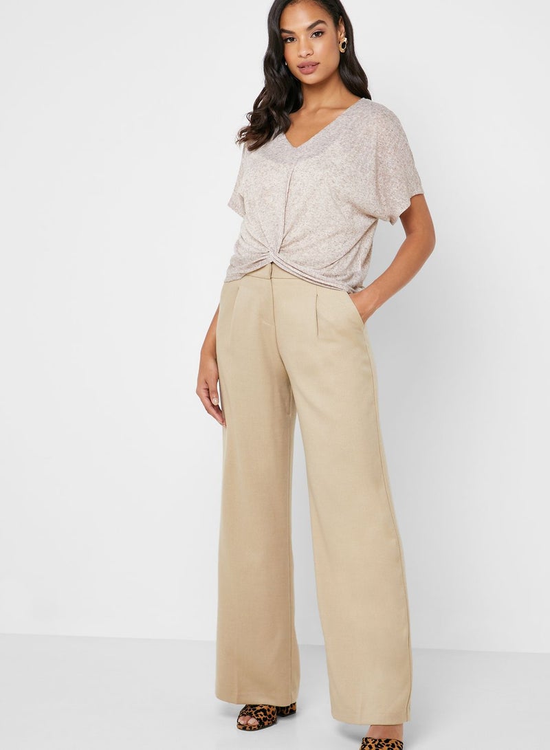 Reserved Front Twisted Blouse Brown - white  - Image 4
