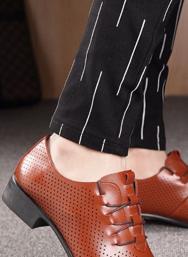 Lace-up Pointed Oxford Casual Shoes Brown - Image 3