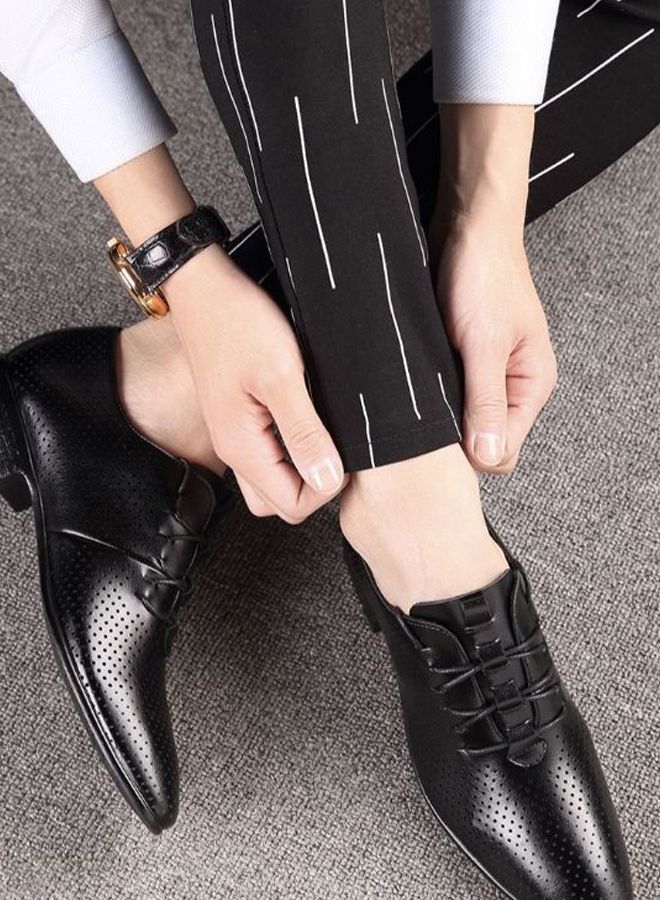 Lace-up Pointed Oxford Casual Shoes Black - Image 2