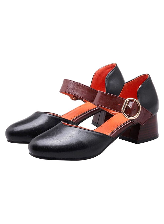 Block Heeled Pumps Black/Brown - Image 1