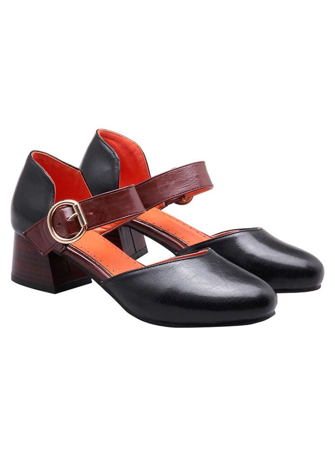 Block Heeled Pumps Black/Brown - Image 2