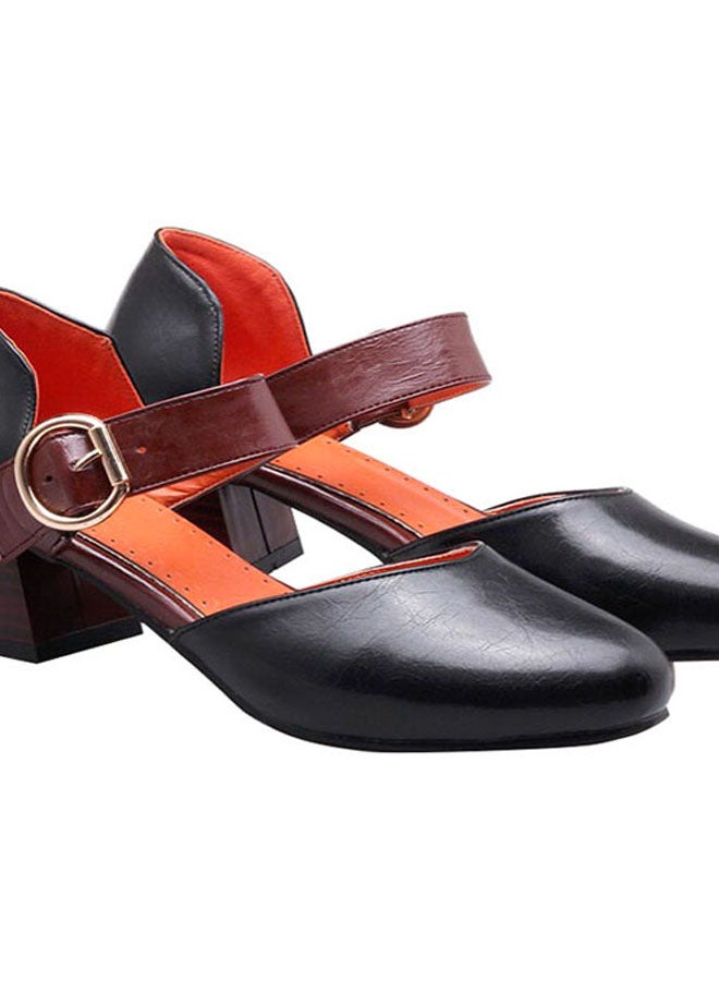 Block Heeled Pumps Black/Brown - Image 3