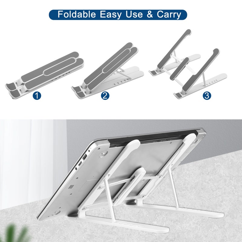 Adjustable Aluminum Alloy Foldable Laptop Stand White  - Image 3