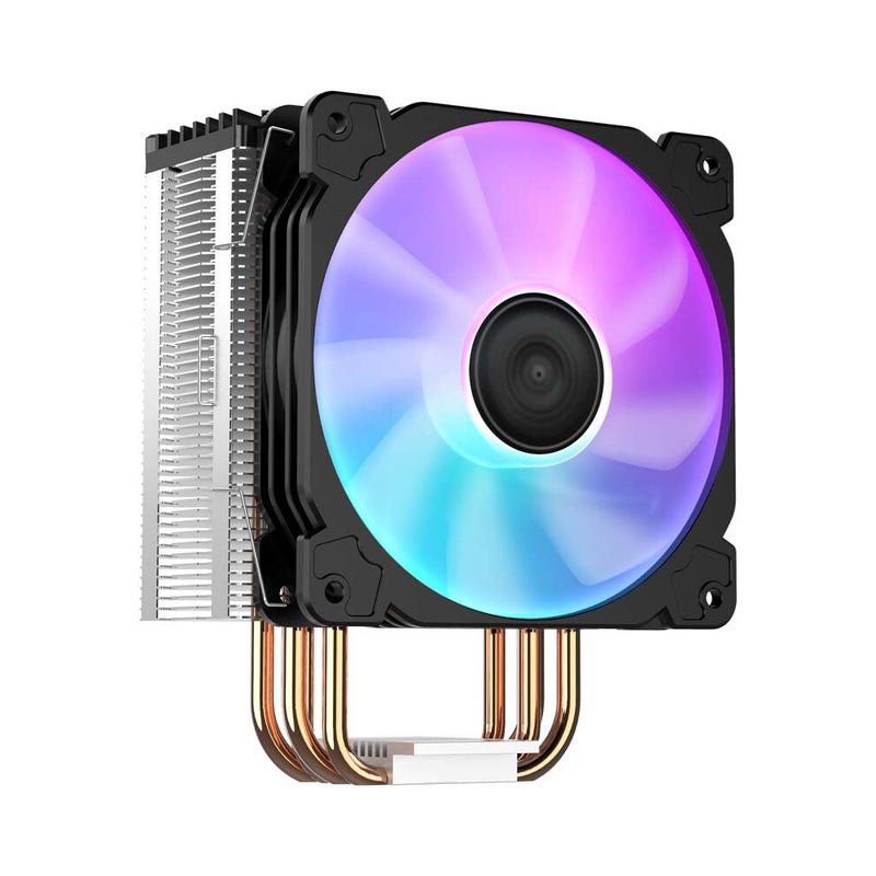 مروحة تبريد وحدة المعالجة المركزية بإضاءة LED مع 4 أنابيب تسخين لمقابس إنتل LGA1200/ إنتل 1151/ إيه إم دي +AM4/FM2 أسود - Image 2