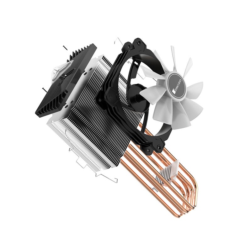 مروحة تبريد وحدة المعالجة المركزية بإضاءة LED مع 4 أنابيب تسخين لمقابس إنتل LGA1200/ إنتل 1151/ إيه إم دي +AM4/FM2 أسود - Image 3