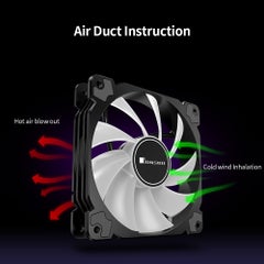 Generic 12 cm Computer Cooling Fan Case With Hydraulic Bearing 10 LED Lamp Beads Black  - Image 5