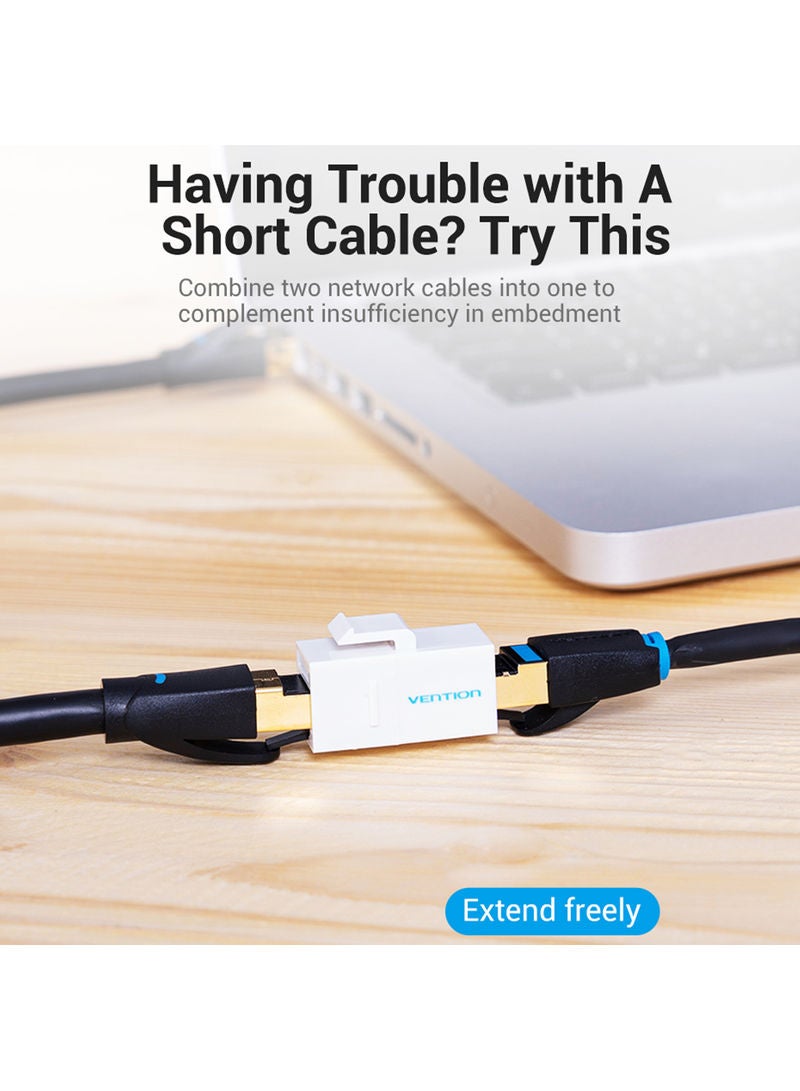 VENTION Connector Cat.5e UTP Keystone Jack Coupler For Network Cable Extension White  - Image 3