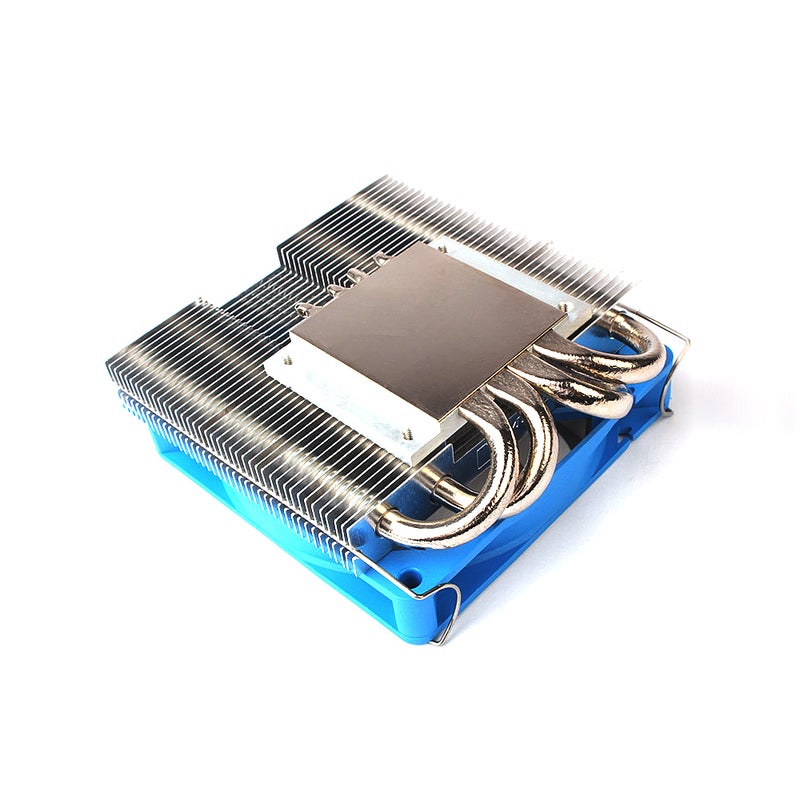 Generic - Ultra-Thin Mute CPU Cooling Fan With 4 Heat Pipes Radiator For HTPC ITX Case All-In-One Computer Blue - Image 1