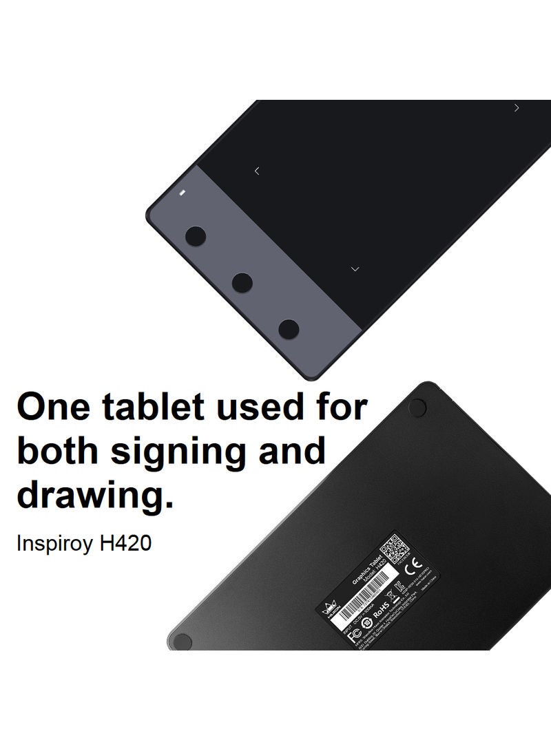 HUION H420 Professional Digital Drawing Graphics Tablet With Pen Black  - Image 2