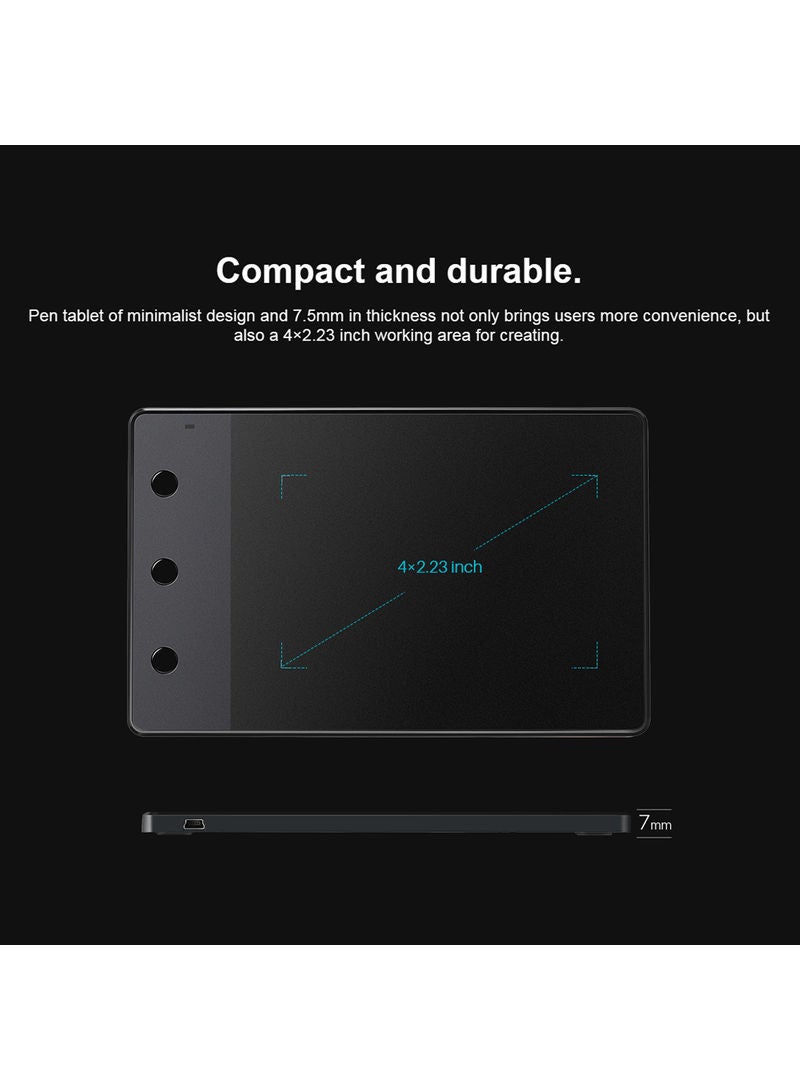 HUION H420 Professional Digital Drawing Graphics Tablet With Pen Black  - Image 4