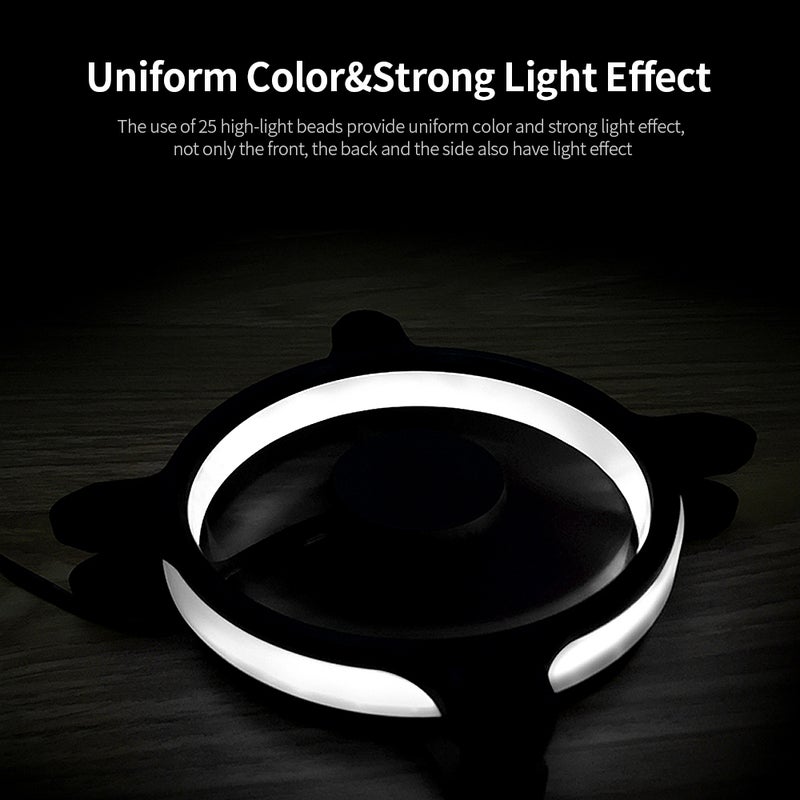12cm Chassis Case Fan With Hydraulic Bearing 25 LED Lamp Beads Black/White  - Image 2