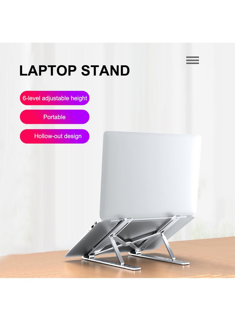 6-Level Adjustable Height Computer Laptop Stand Silver  - Image 3