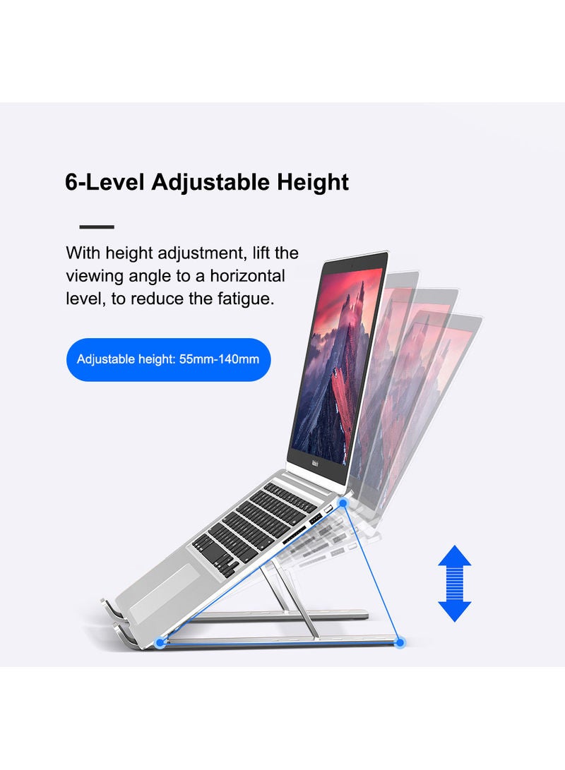 6-Level Adjustable Height Computer Laptop Stand Silver  - Image 5