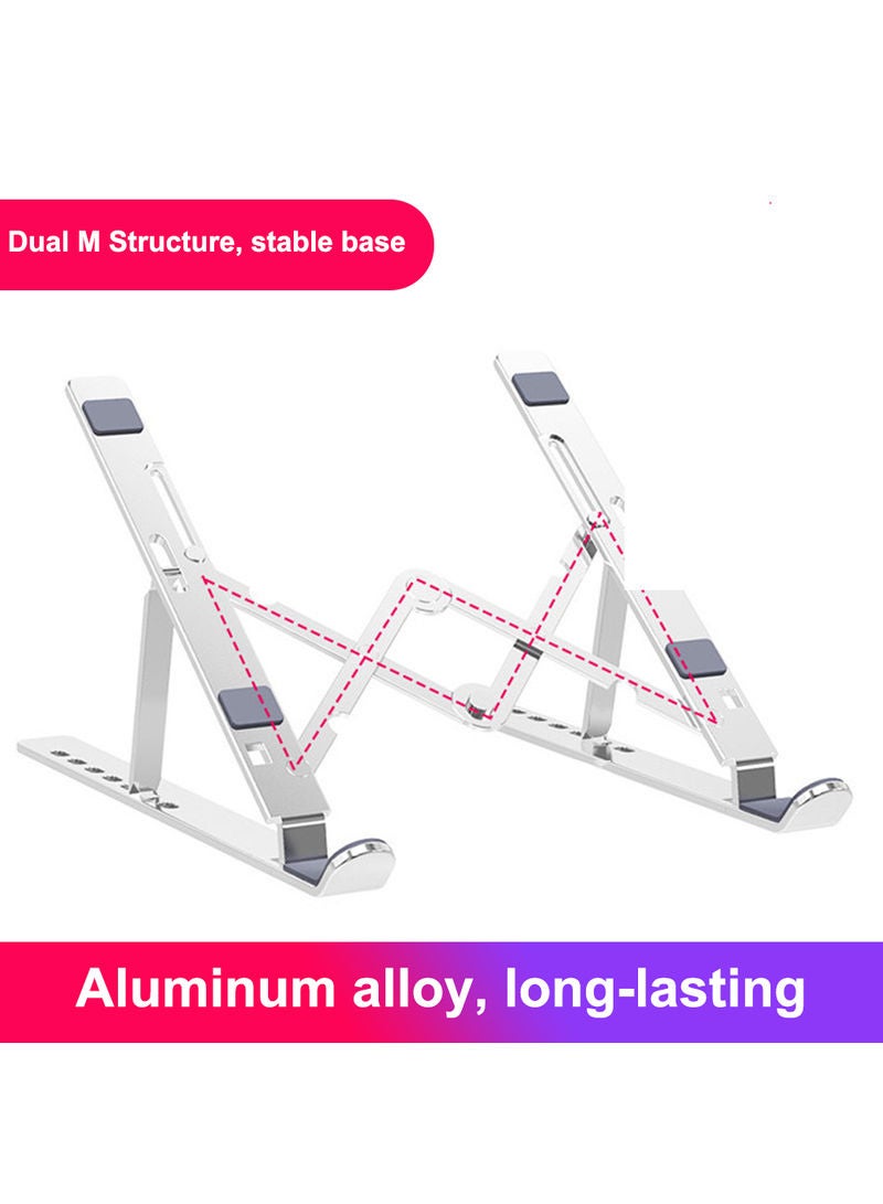 7-Level Adjustable Height Laptop Stand Silver  - Image 2