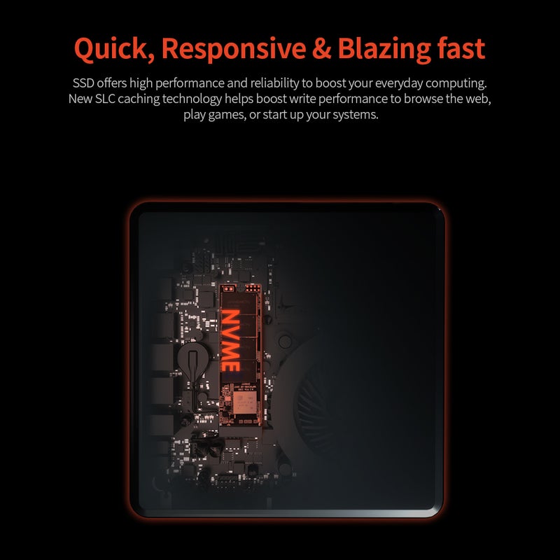 Generic - AMD Ryzen 3 2200U 8GB RAM M.2 NVNE SSD Radeon Vega Graphics Mini PC Black - Image 1