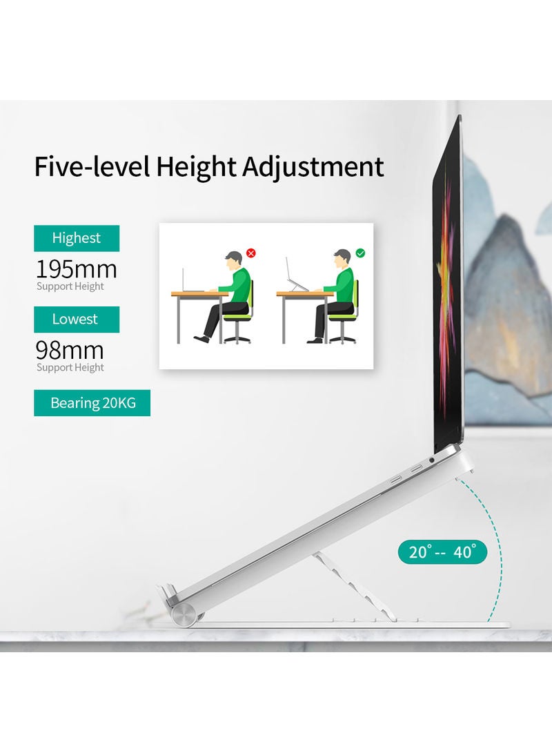 Foldable Height Adjustable Laptop Stand White  - Image 4
