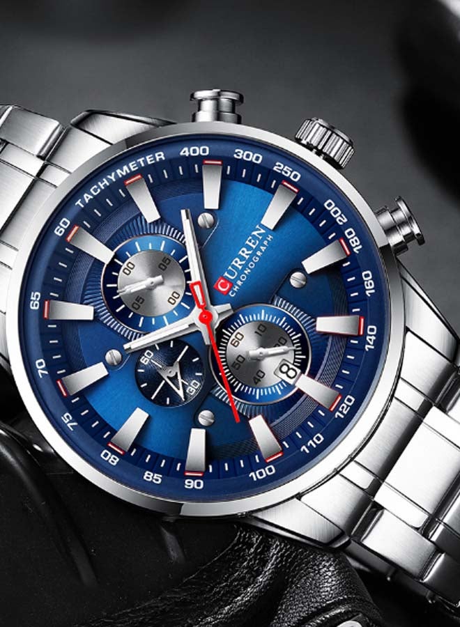 كارين ساعة يد كرونوغراف بسوار مصنوع من سبيكة معدنية طراز J4516- قياس 42 مم - لون فضي للرجال - Image 2