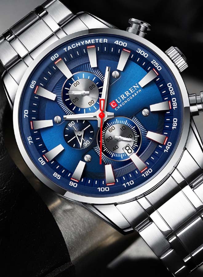 كارين ساعة يد كرونوغراف بسوار مصنوع من سبيكة معدنية طراز J4516- قياس 42 مم - لون فضي للرجال - Image 3