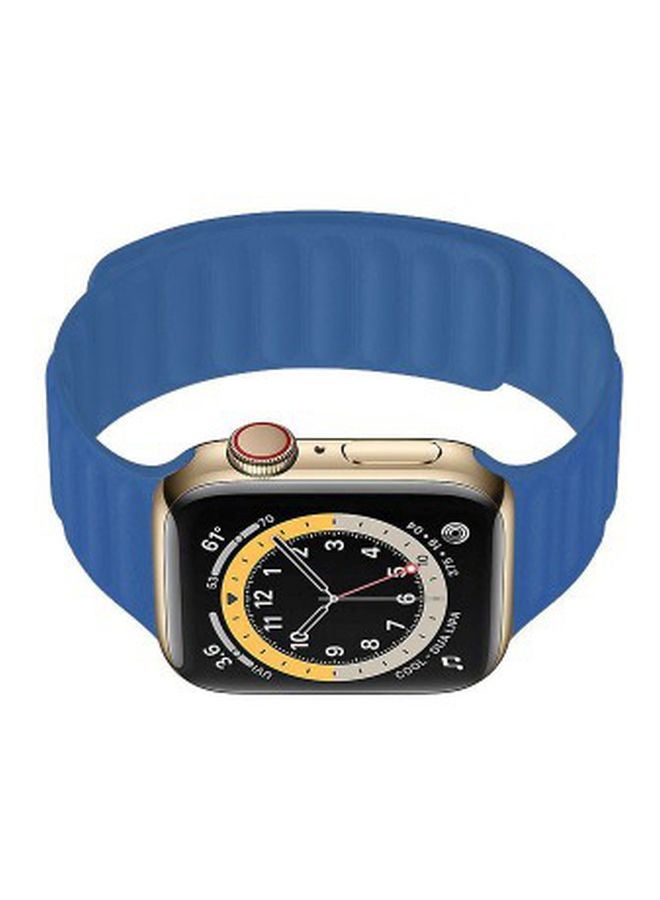 MARGOUN - Leather Link Band For Apple Watch Series 6/SE 44 mm Blue - Image 1