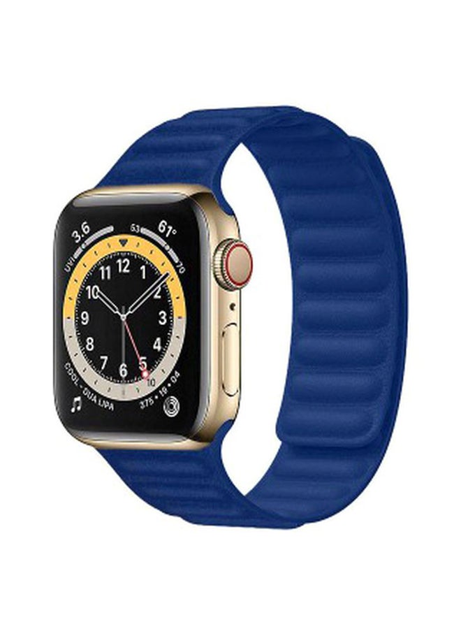 Leather Link Band For Apple Watch Series 6/SE 44 mm Dark Blue