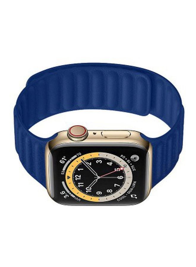 Leather Link Band For Apple Watch Series 6/SE 44 mm Dark Blue